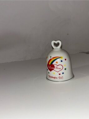 I Love You Rainbow Porcelain Bell - White